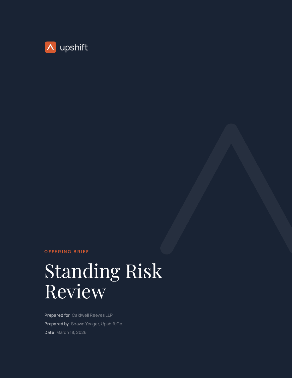 Offering brief: Standing Risk Review, prepared for Caldwell Reeves LLP
